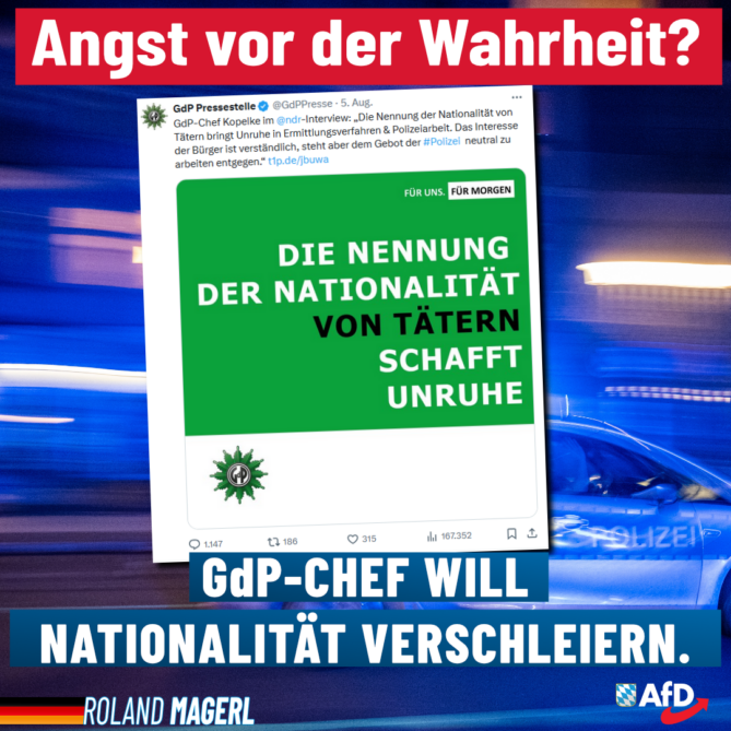 Roland Magerl AfD - GdP-Chef will Nationalität verschleiern